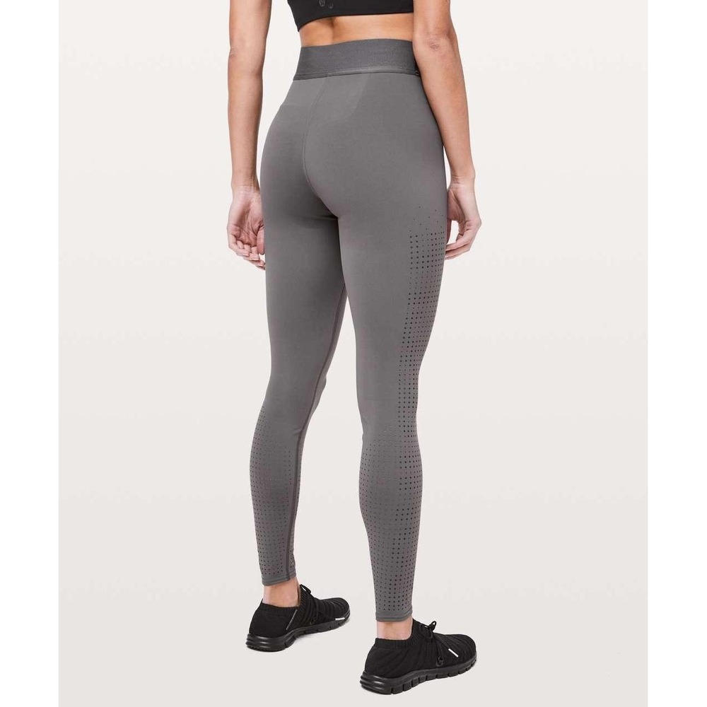 Lululemon Ride Reflect Leggings Womens 2 Gray High Rise Ankle Running Ventilated